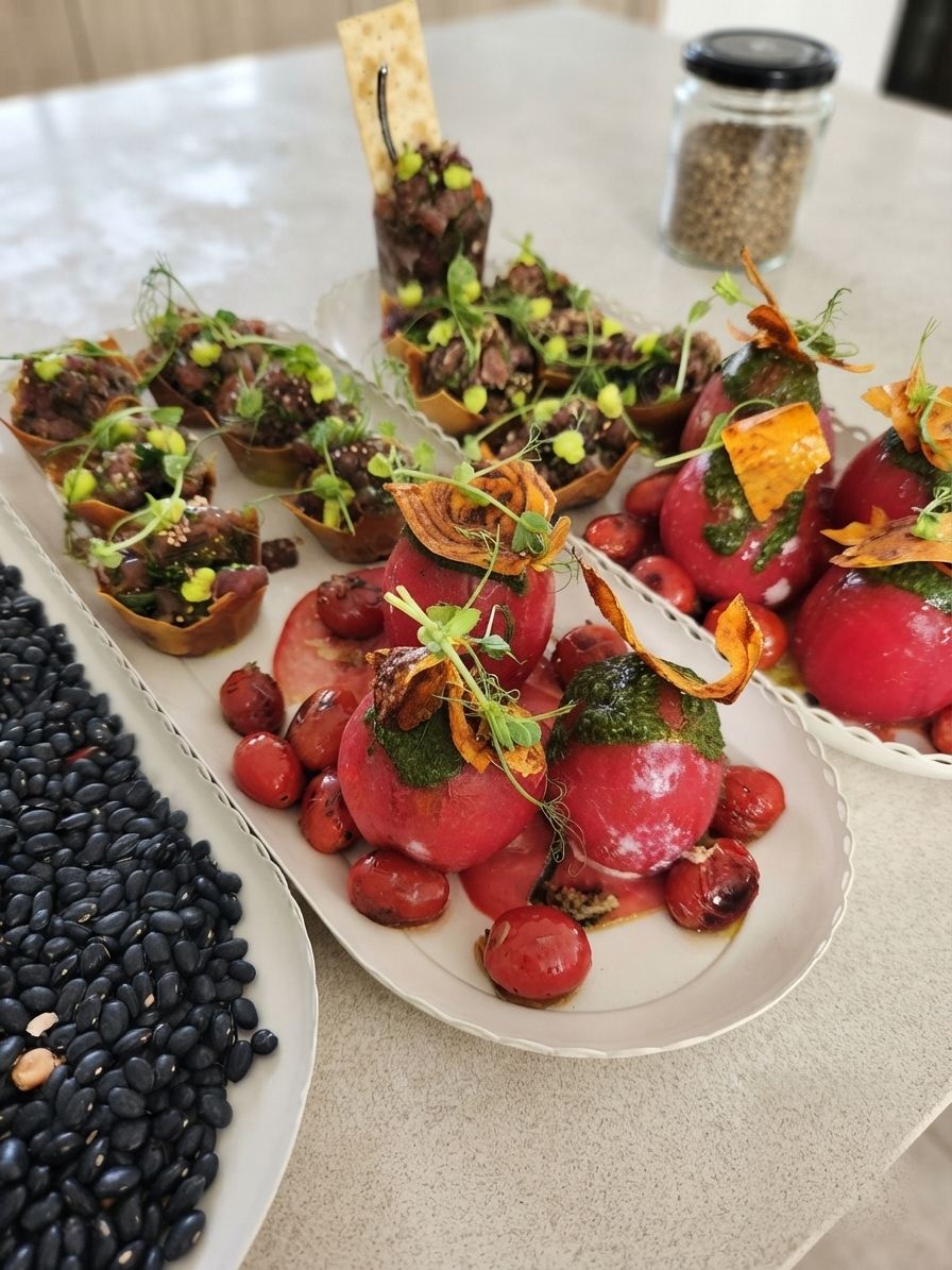 Herb-crusted rack of lamb with summer berries